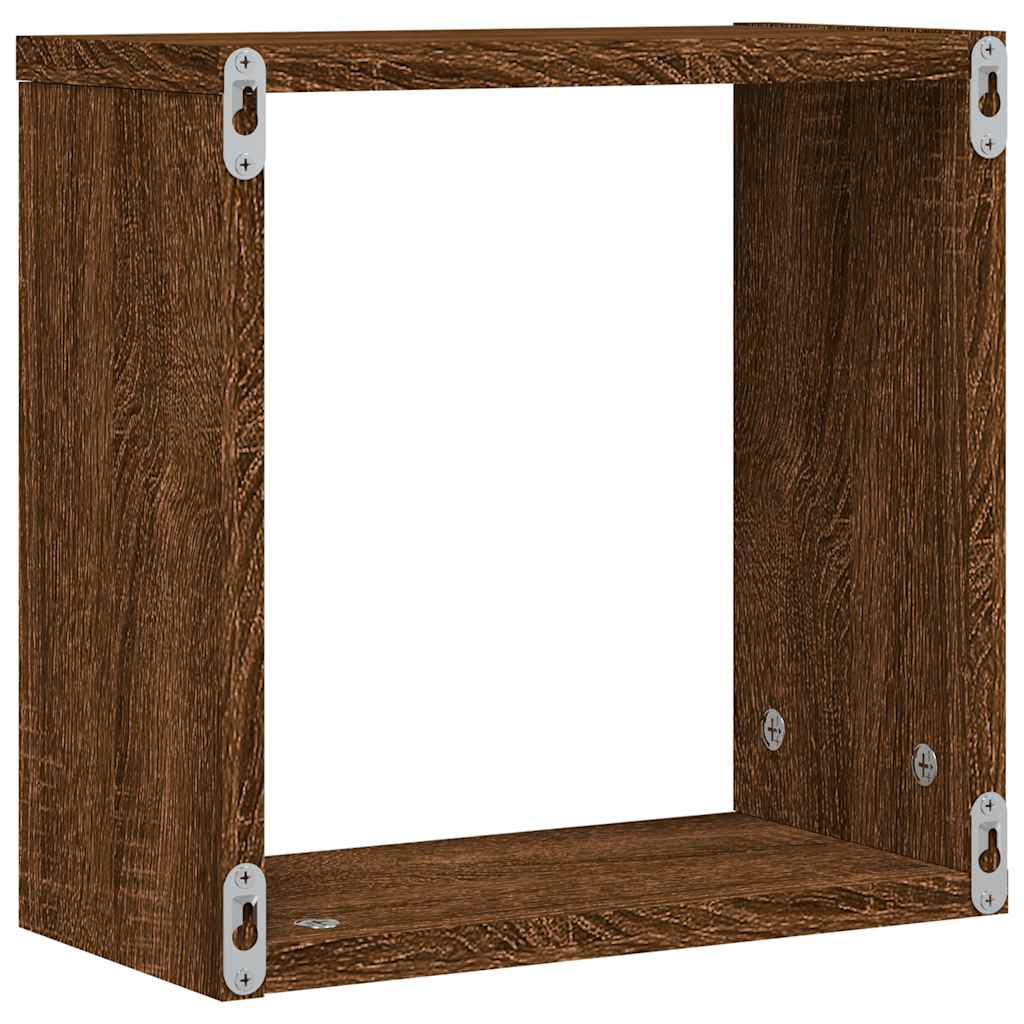 Mensole a Cubo 2 pz Rovere Marrone 30x15x30 cm