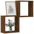 Mensole a Cubo 2 pz Rovere Marrone 30x15x30 cm