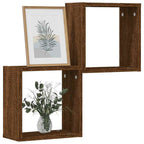 Mensole a Cubo 2 pz Rovere Marrone 30x15x30 cm