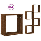 Mensole a Cubo 4 pz Rovere Marrone 30x15x30 cm