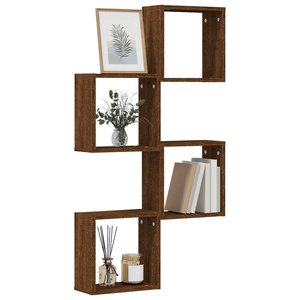 Mensole a Cubo 4 pz Rovere Marrone 30x15x30 cm