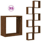 Mensole a Cubo 6 pz Rovere Marrone 30x15x30 cm
