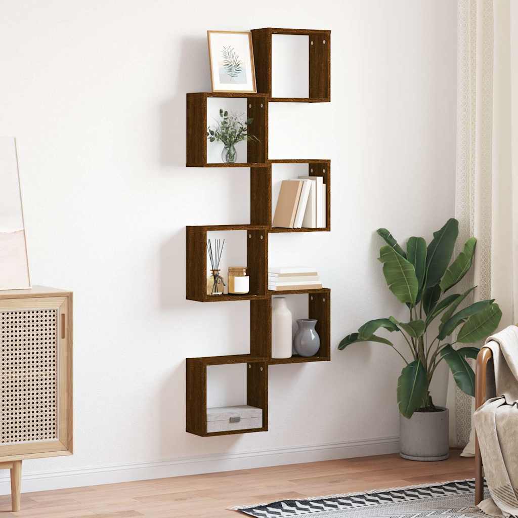 Mensole a Cubo 6 pz Rovere Marrone 30x15x30 cm