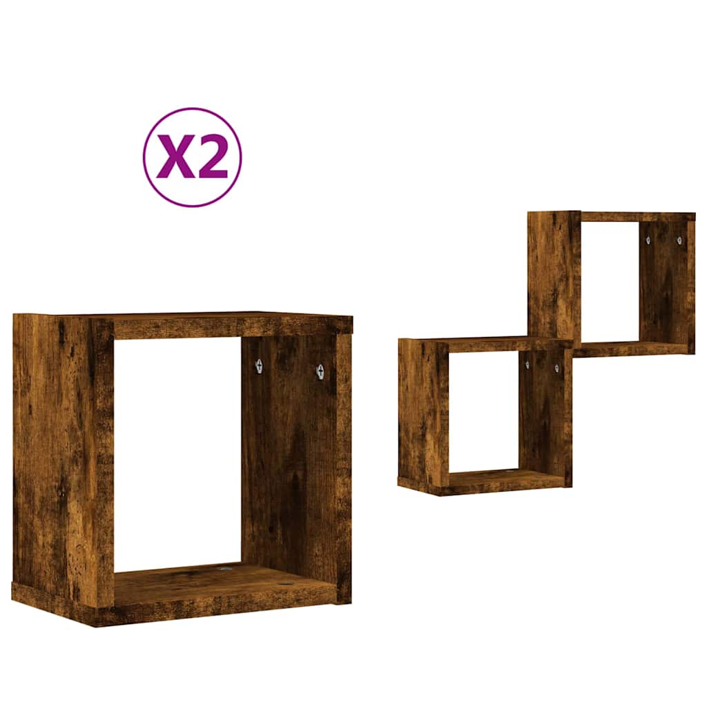 Scaffali da parete 2 pcs Rovere fumé 26 x 15 x 26 cm