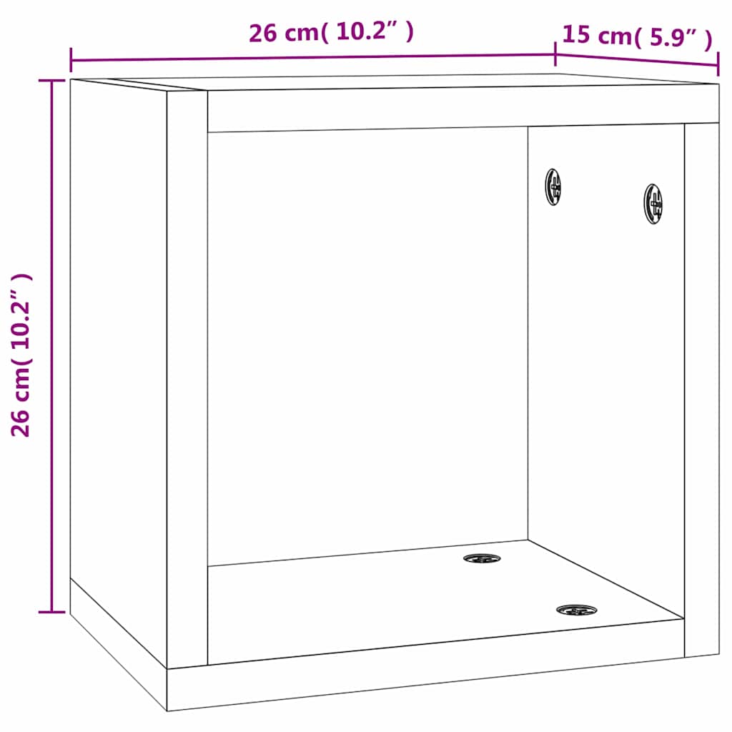 Scaffali da parete 2 pcs Rovere fumé 26 x 15 x 26 cm