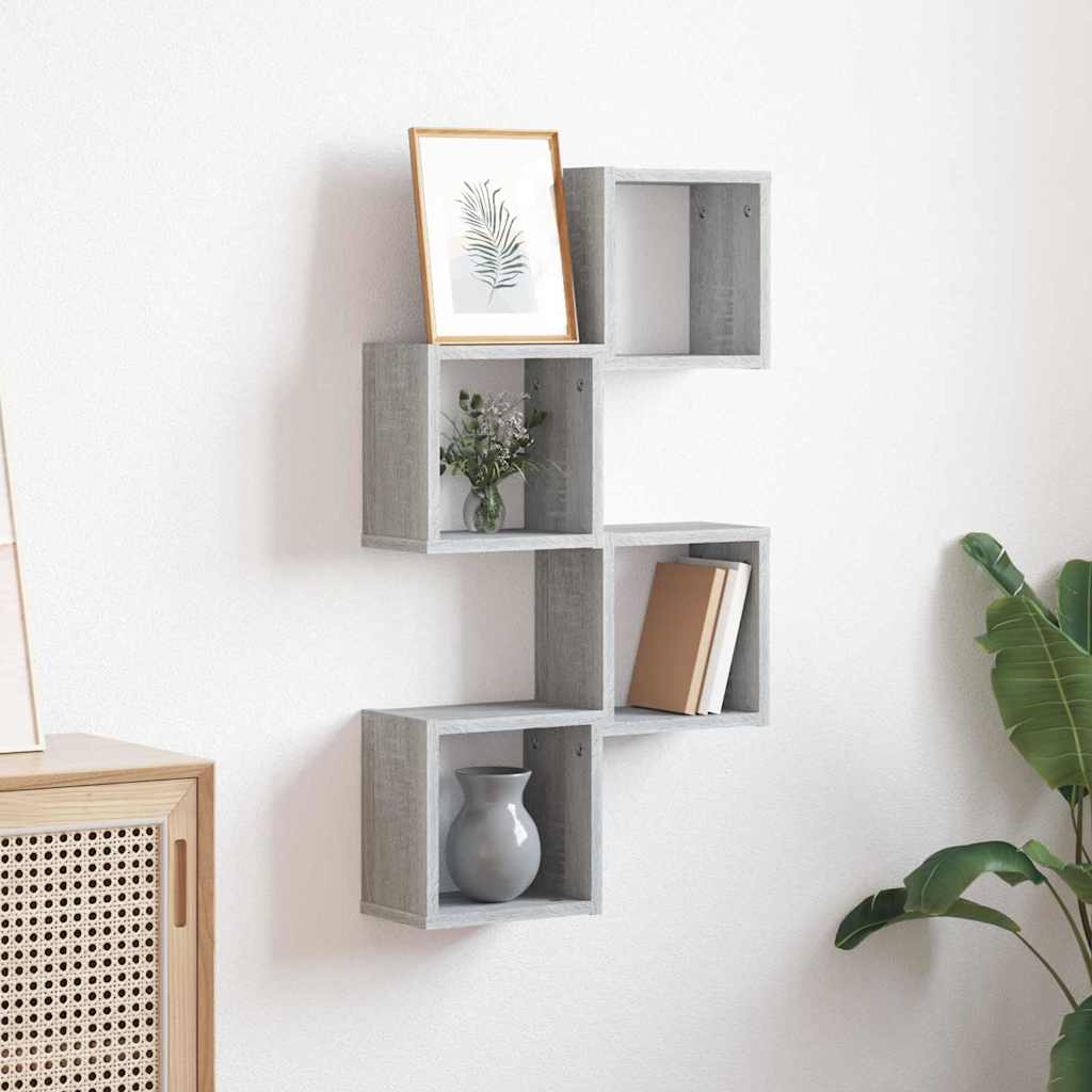 Scaffali da parete 4 pcs Grigio Sonoma 26 x 15 x 26 cm