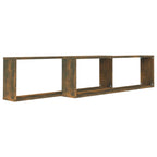 Mensole Parete Cubo 2pz Rovere Fumo 100x15x30 Legno Multistrato