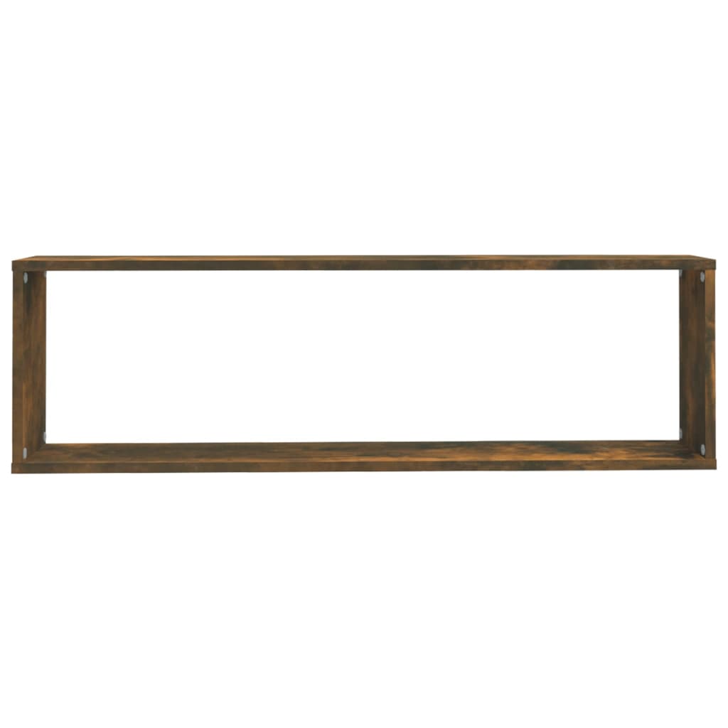 Mensole Parete Cubo 2pz Rovere Fumo 100x15x30 Legno Multistrato