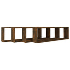 Mensole Parete Cubo 4pz Rovere Fumo 100x15x30 Legno Multistrato