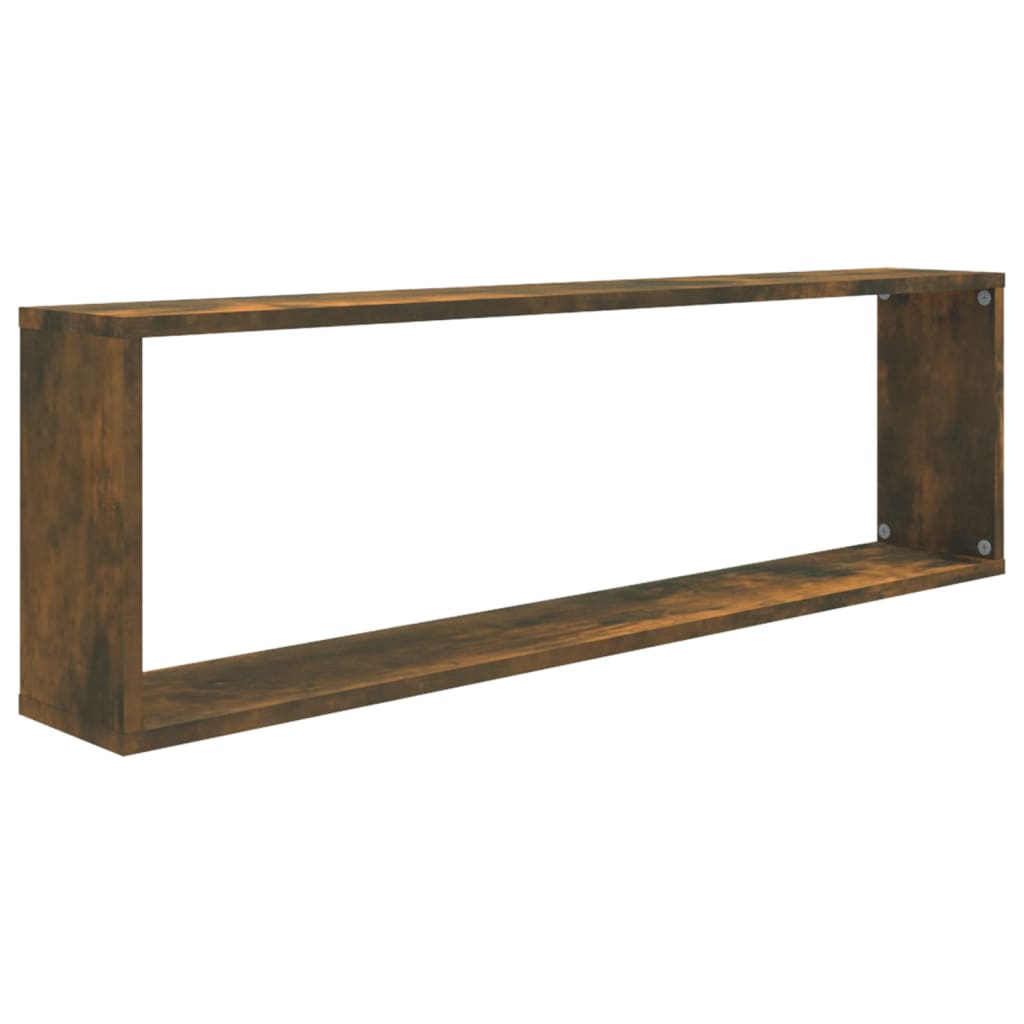 Mensole Parete Cubo 4pz Rovere Fumo 100x15x30 Legno Multistrato