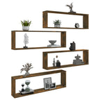 Mensole Parete Cubo 4pz Rovere Fumo 100x15x30 Legno Multistrato