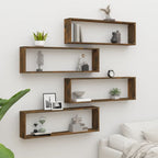 Mensole Parete Cubo 4pz Rovere Fumo 100x15x30 Legno Multistrato