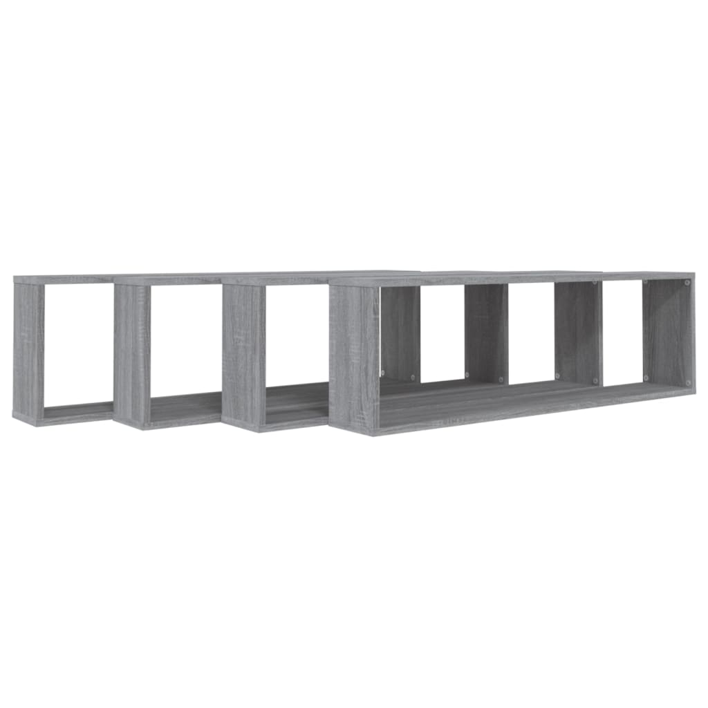 Mensole Cubo Muro 4pz Grigio Sonoma 100x15x30 Legno Multistrato