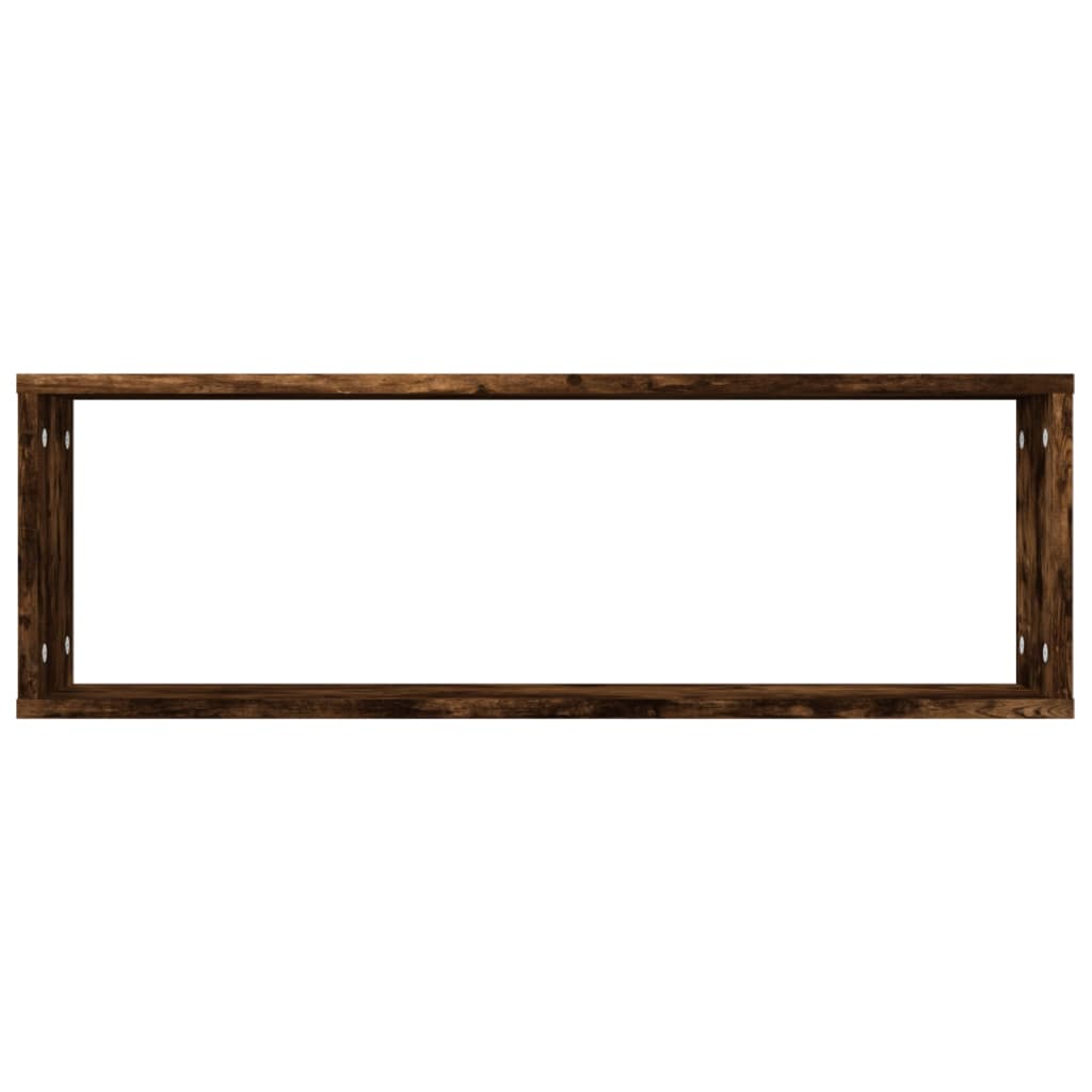 Mensole Parete Cubo 2 Rovere Fumo 80x15x26,5 Legno Multistrato