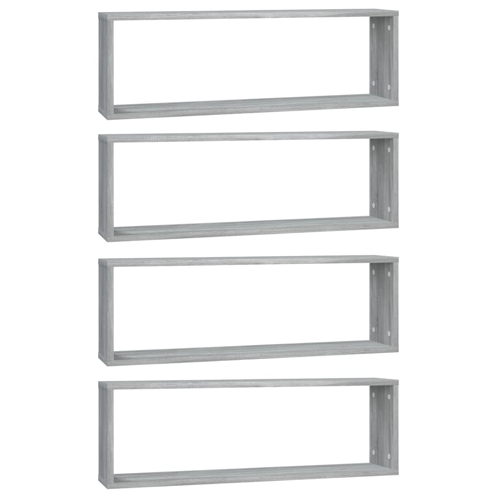 Mensole Cubo Muro 4 Grigio Sonoma 80x15x26,5 Legno Multistrato