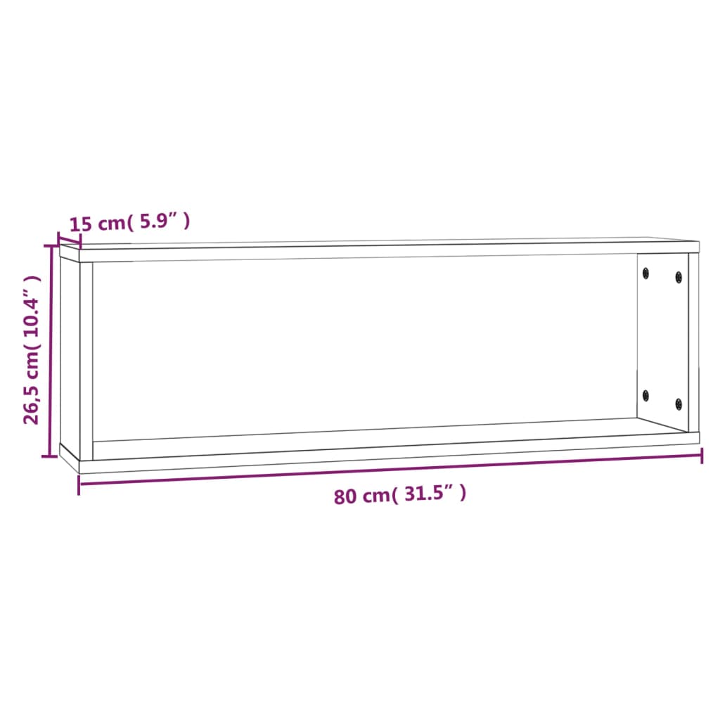 Mensole Cubo Muro 4 Grigio Sonoma 80x15x26,5 Legno Multistrato