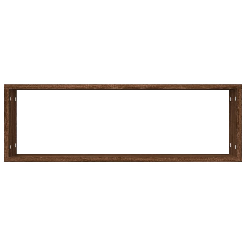 Mensole Muro Cubo 2 Rovere Marrone 80x15x26,5 Legno Multistrato