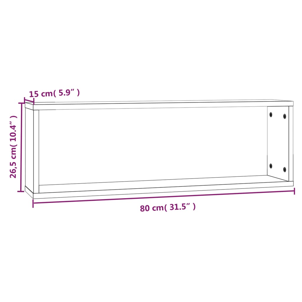 Mensole Muro Cubo 4 Rovere Marrone 80x15x26,5 Legno Multistrato