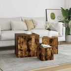 Credenze 3 pz Rovere Fumo in Legno Multistrato