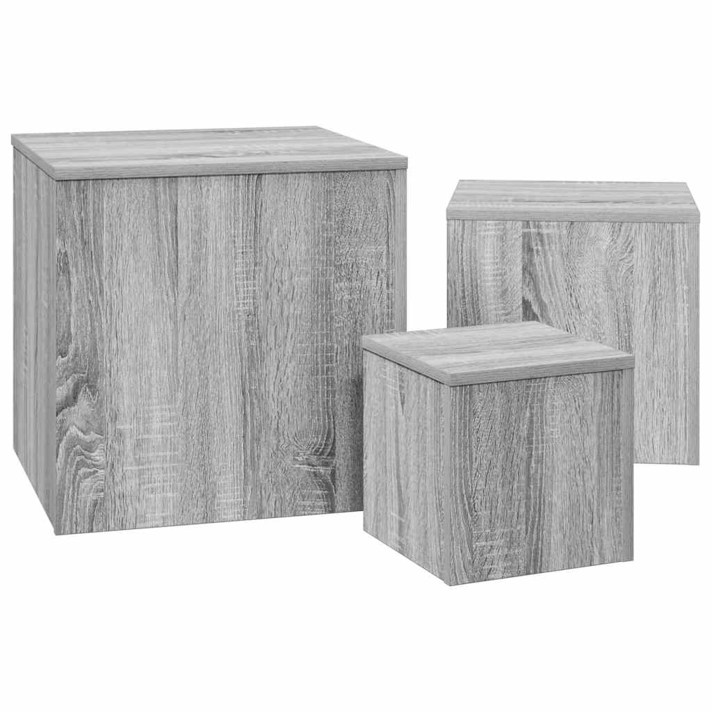 Credenze 3 pz Grigio Sonoma in Legno Multistrato