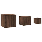 Credenze 3 pz Rovere Marrone in Legno Multistrato