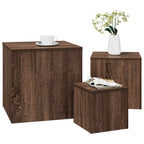 Credenze 3 pz Rovere Marrone in Legno Multistrato