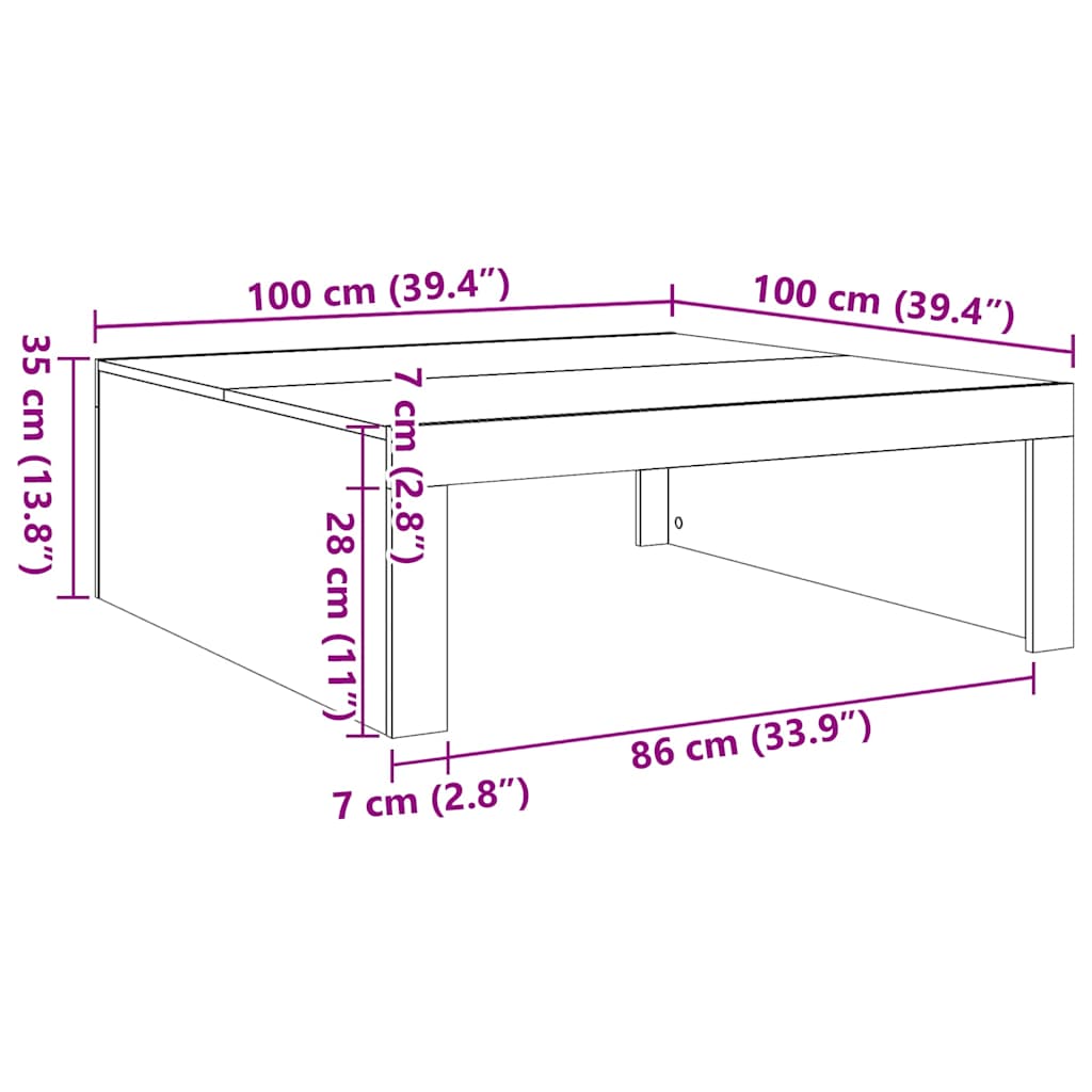 Tavolino Salotto Grigio Sonoma 100x100x35 cm Legno Multistrato