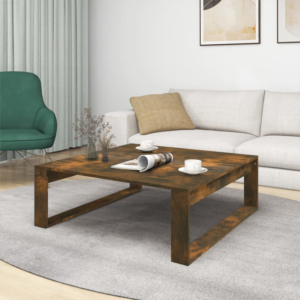 Tavolino da Salotto Rovere Fumo 100x100x35 cm Legno Multistrato