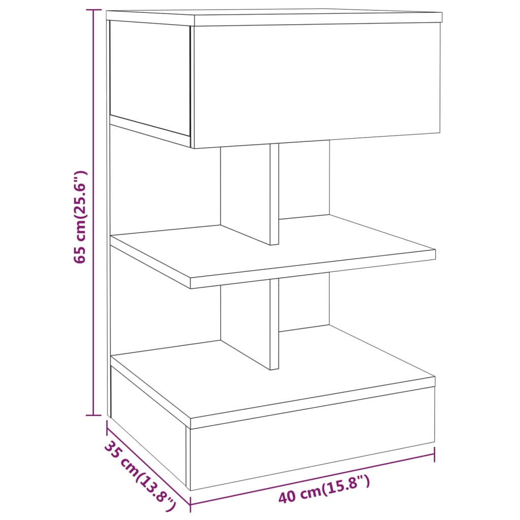 Comodini 2 pz Rovere Fumo 40x35x65 cm in Legno Multistrato
