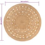 Tappeto in Iuta con Design Intrecciato 180 cm Rotondo