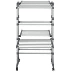 Stendibiancheria a 2 Livelli con Ruote Argento 60x70x106 cm