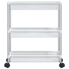Carrello Portaoggetti a 3 Livelli Argento e Bianco in Alluminio