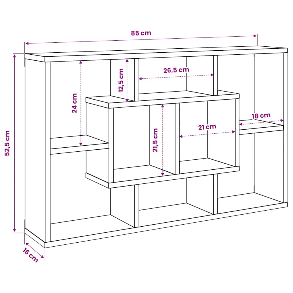 Scaffale a Parete Bianco 85x16x52,5 cm in Legno Multistrato