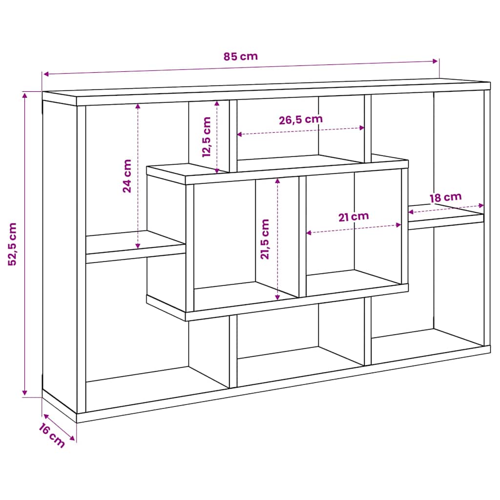 Mensola a Muro Rovere Sonoma 85x16x52,5 cm in Legno Multistrato