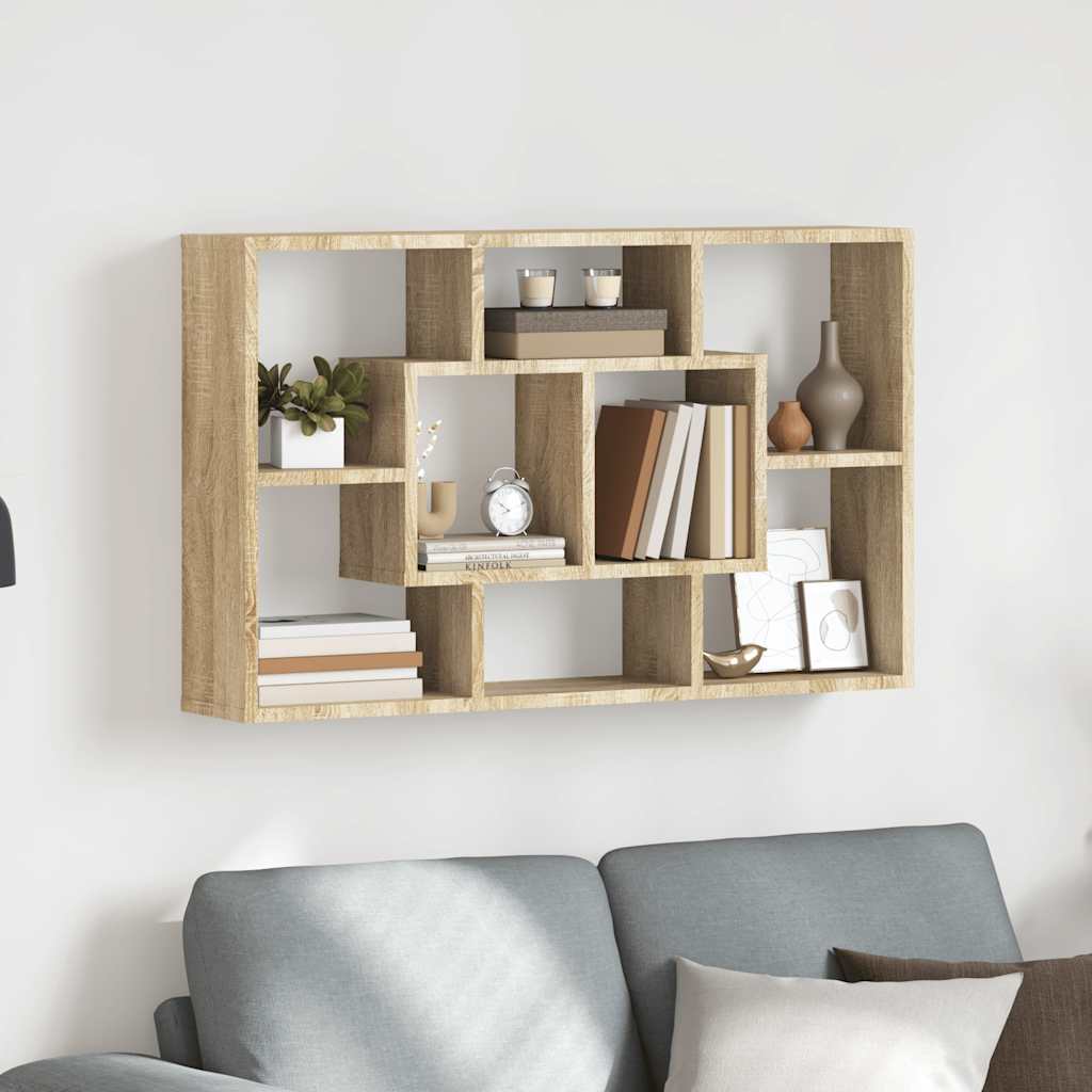 Mensola a Muro Rovere Sonoma 85x16x52,5 cm in Legno Multistrato