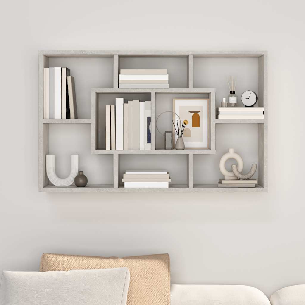 Mensola a Muro Grigio Cemento 85x16x52,5cm in Legno Multistrato