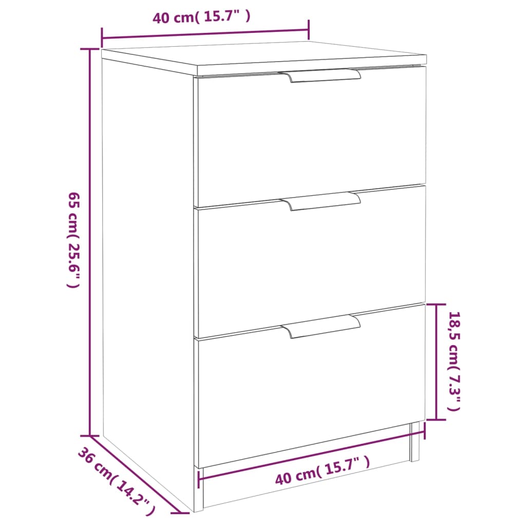 Comodini 2 pz Bianchi 40x36x65 cm