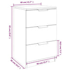 Comodini 2 pz Grigio Cemento 40x36x65 cm