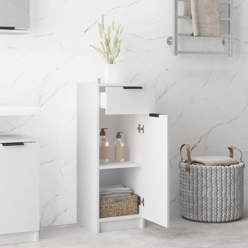 Armadio da Bagno Bianco 32x33,5x90 cm in Legno Multistrato