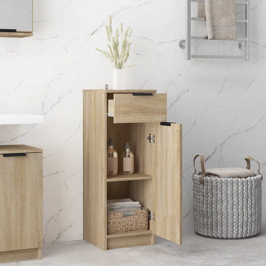 Armadio da Bagno Rovere Sonoma 32x33,5x90 cm in Legno Multistrato
