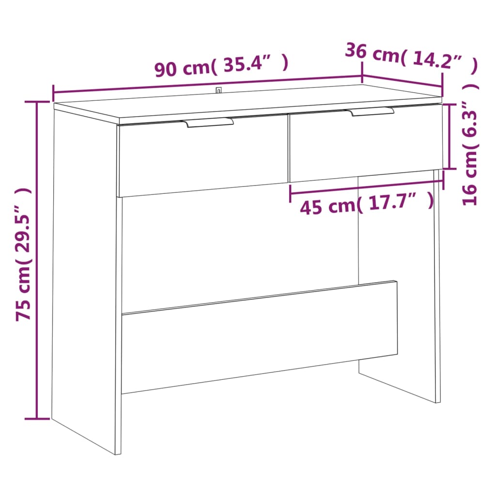 Tavolino da Salotto Bianco 90x36x75 cm in Legno Multistrato