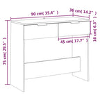Tavolino Consolle Nero 90x36x75 cm in Legno Multistrato