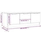 Mobile Porta TV Bianco 102x35x36,5 cm in Legno Multistrato
