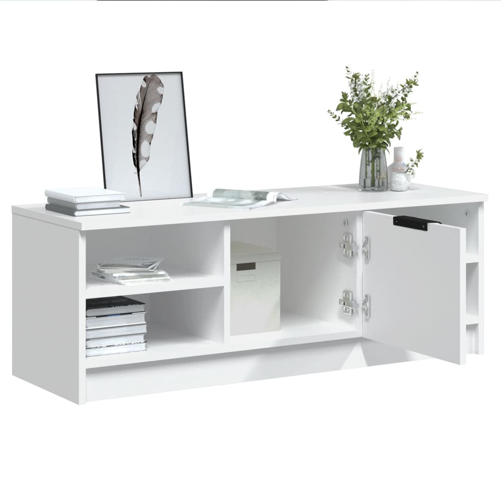 Mobile Porta TV Bianco 102x35,5x36,5 cm in Legno Multistrato