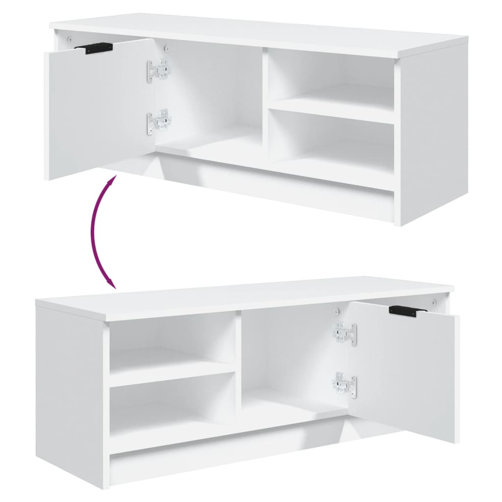 Mobile Porta TV Bianco 102x35,5x36,5 cm in Legno Multistrato