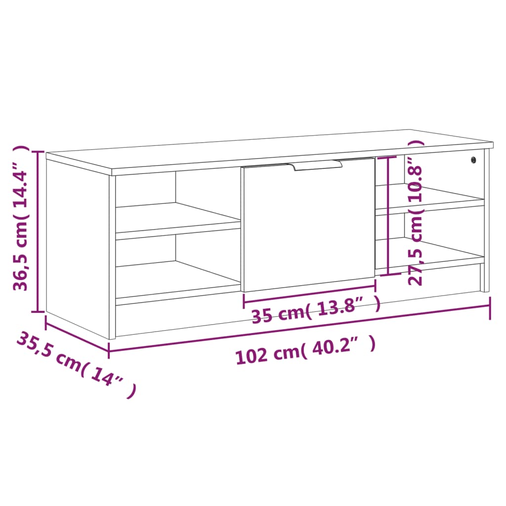 Mobile Porta TV Bianco 102x35,5x36,5 cm in Legno Multistrato