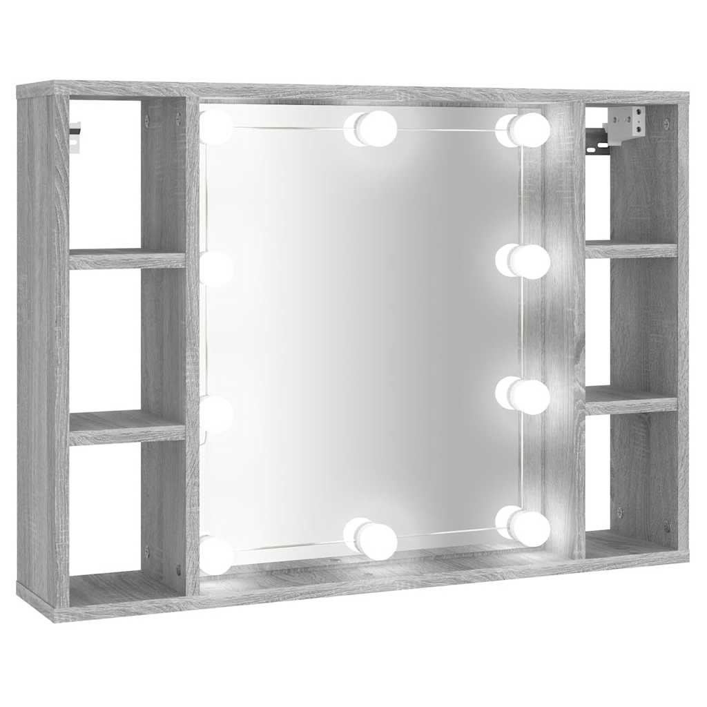 Mobile a Specchio con LED Grigio Sonoma 76x15x55 cm
