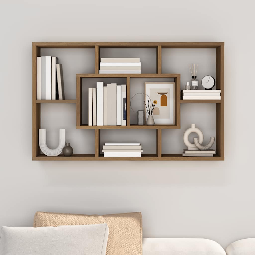 Mensola a Muro Rovere Marrone 85x16x52,5cm in Legno Multistrato