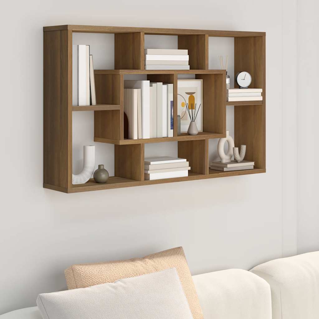 Mensola a Muro Rovere Marrone 85x16x52,5cm in Legno Multistrato
