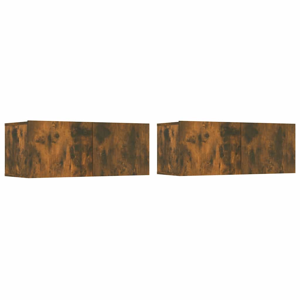 Mobili TV 2 pz Rovere Fumo 80x30x30 cm Legno Multistrato